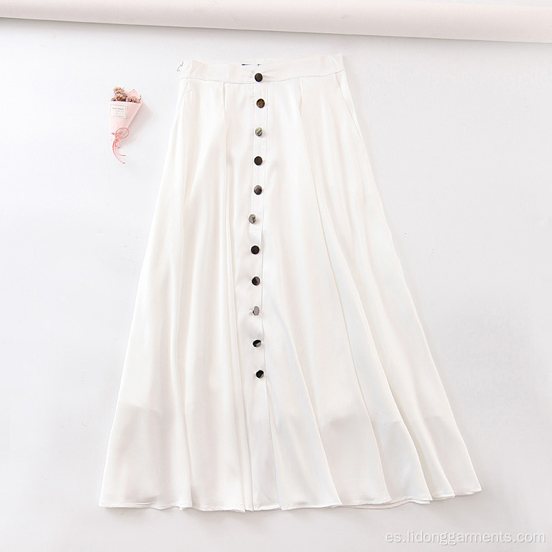 Falda decorativa de una línea blanca de gasa de pecho para mujer