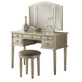 Silver Vanity Set with Stool Foldout Mirror