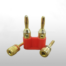 Dual Male-Female Banana Plug Audio Jack Adapter for Speakers