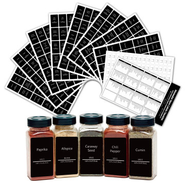 Minimalist Matte Black Spice Jar Labels with White Text
