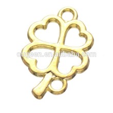 Wholesale Alloy gold colour finish leaf shape jewelry necklace pendant rhinestone connector