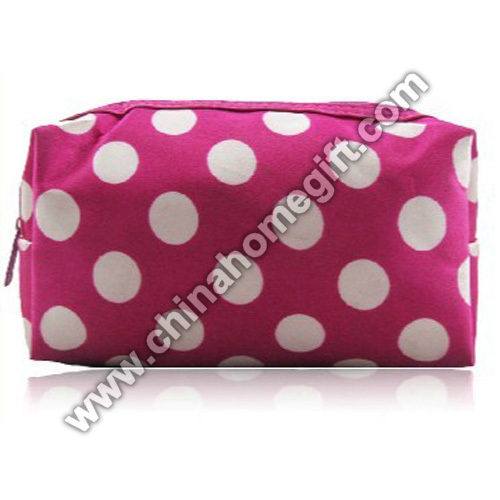 long style zipper around round dot eva cosmetic bag