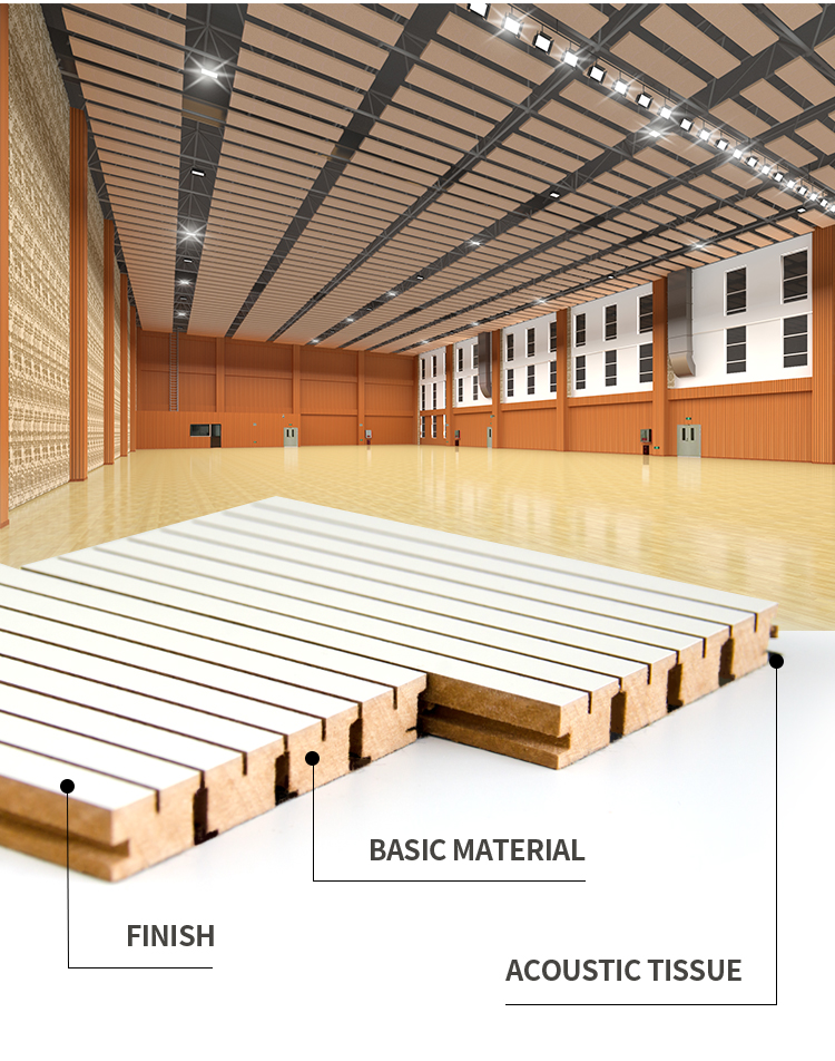 painel acústico de madeira ranhurada grooved wood acoustic panel