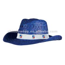 Blue Natural straw cowboy hat, Promotion straw cowboy hat