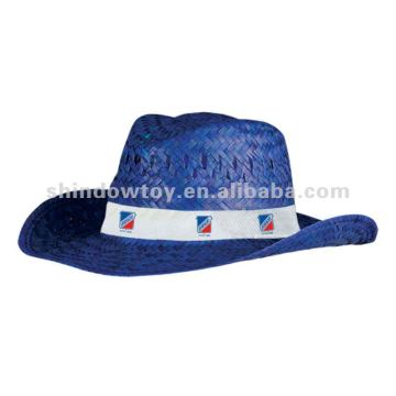 Blue Natural straw cowboy hat, Promotion straw cowboy hat