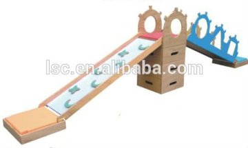 wooden climbing slide play set