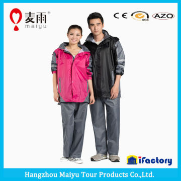 Maiyu waterproof plastic rain jacket in suits