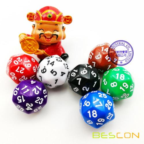 Mixed Colored Opaque Polyhedral Dice 30-sides, D30 Die Gaming Dice, D30 dice, 30 Sides Dice