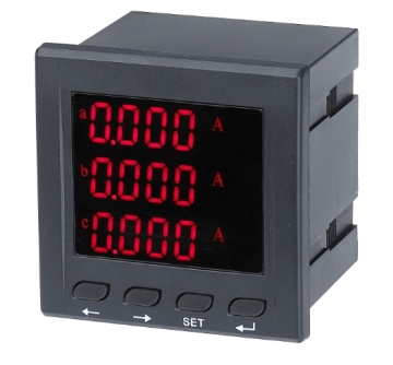 Three phase ammeter with LED display