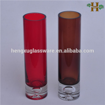 stained bubble base cylinder glass vase