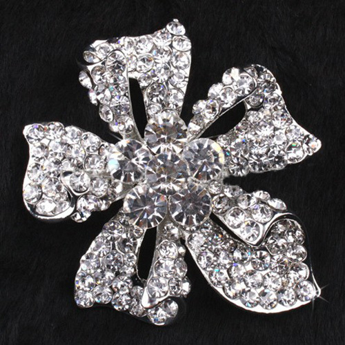 Navidad regalo para mujeres moda plata Strass broche de la flor para la boda personalizado nupcial joyas por mayor