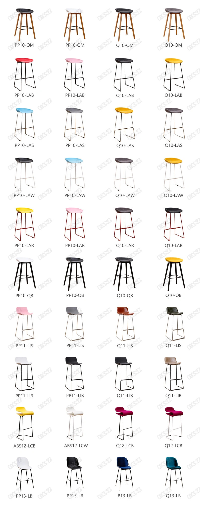 Plastic Bar with Steel Stainess Base Bar Furniture Bar Stool Chair with Back