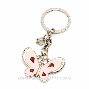 metal color butterfly keychain keyring with rhinestone