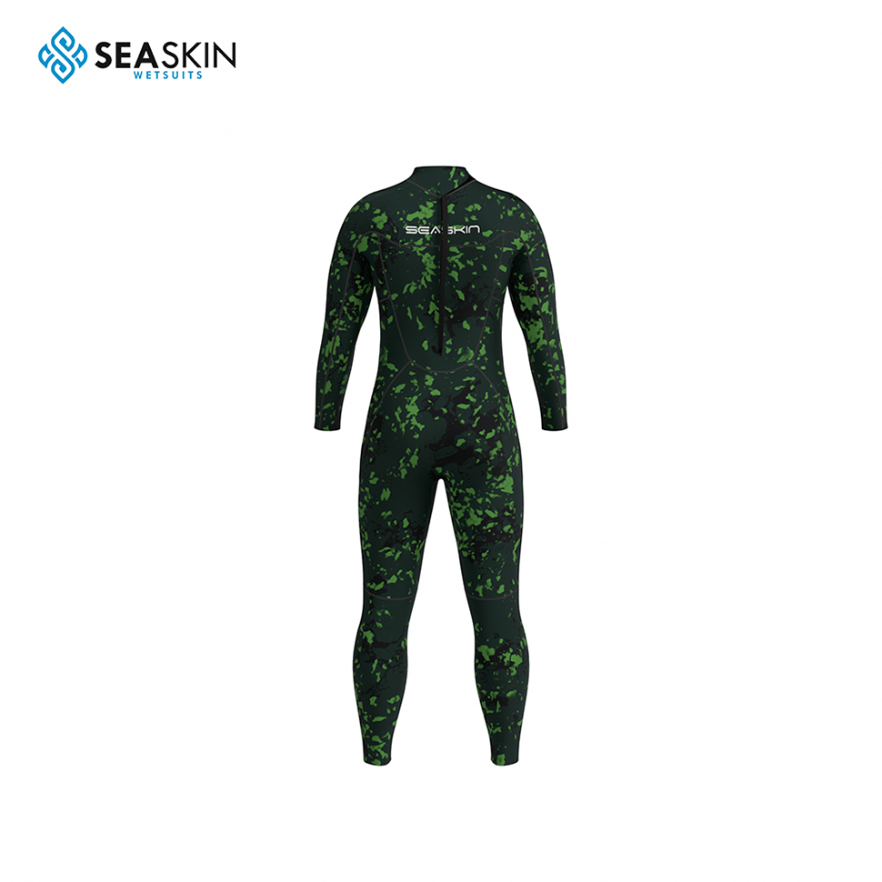 Seaskin 2mm Neoprene One Piece Wetsuit untuk Lelaki Kembali Zip Lengan Panjang Menyelam