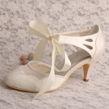 Cone Heels Wedding Shoes for Bride Ivory