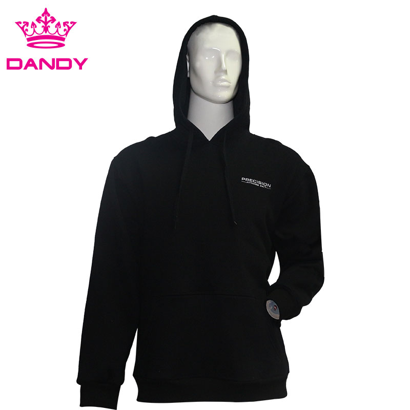 Hoodie kasual bersulam hitam