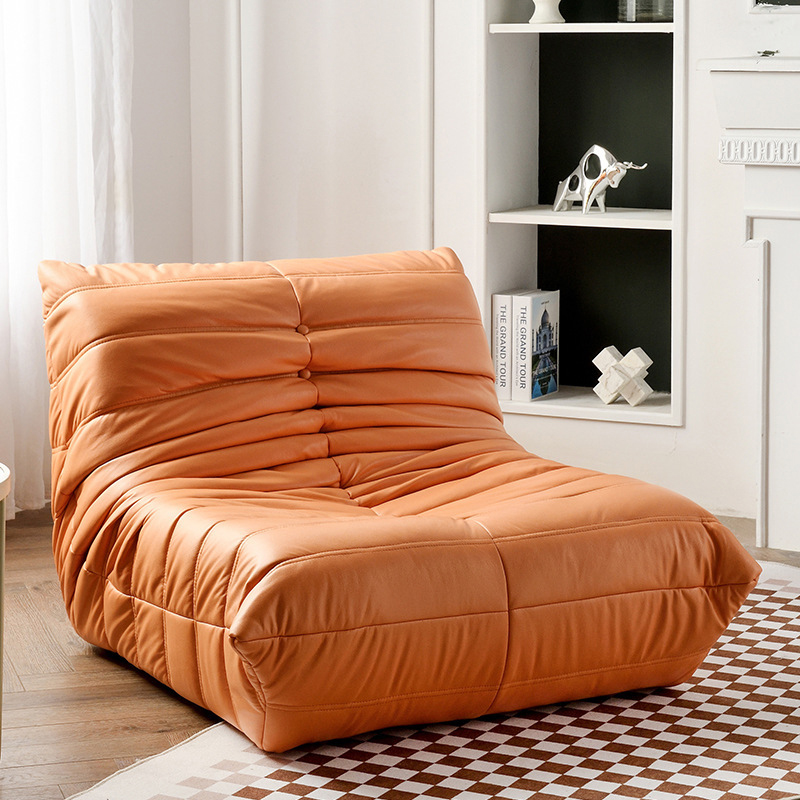 Nordic Caterpillar Leather Lazy Togo Single Sofa