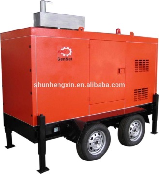 Mobile wheel-mounted generator set (trailer-mounted)