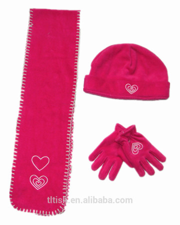 Polar fleece children Hats and scarfs gloves Winter Sets