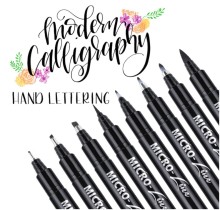 Beginners Writing Brush Lettering Art Set: Drawing, Water Color, Illustrations, Black Ink & Permanent Markers