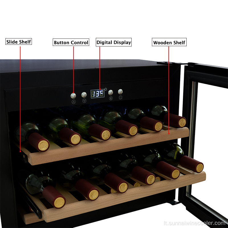 Pilnas stiklo drėgmė kontroliuojamas vyno rūsio šaldytuvas