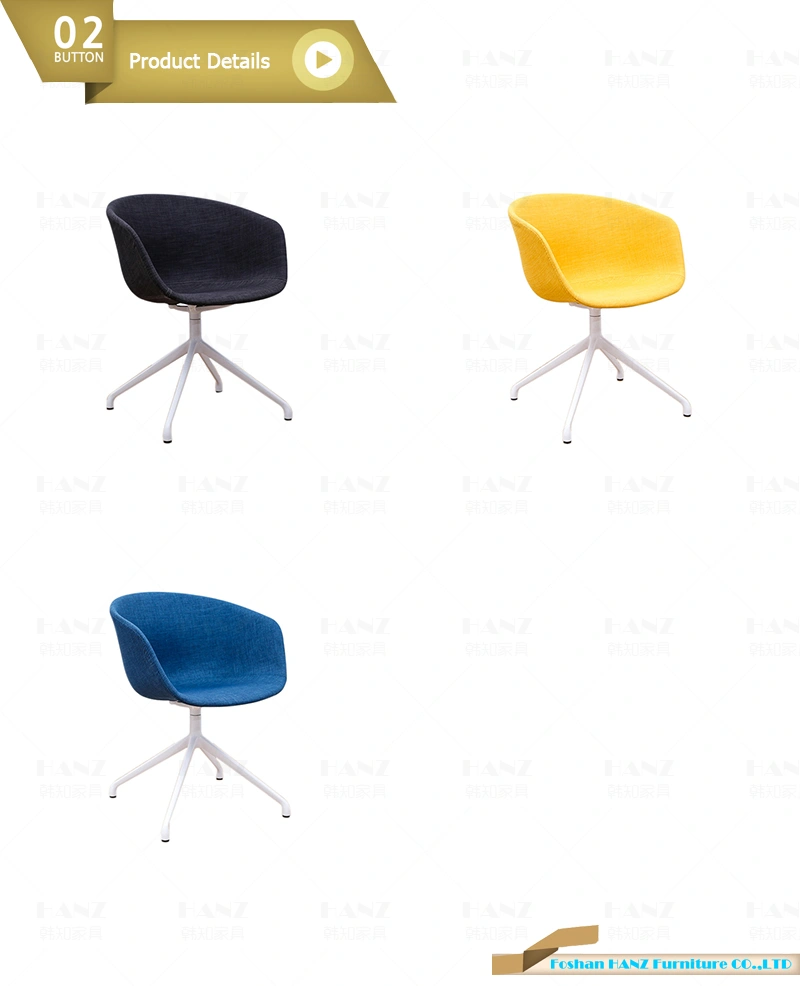 Leisure Design with Colorful Fabric Cushion Office Chair Living Room Furniture Chair with White Metal Leg