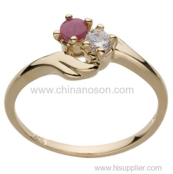 18k Gold Plated Opaque Ruby Gemstone And White Cz Ring?