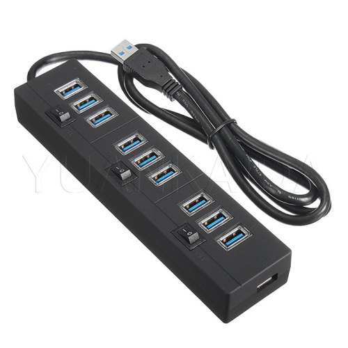 Hub de 10 puertos usb 3.0 con adaptador de corriente