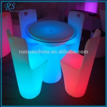 LED plastic cheap wine barrel bar table sets / led light bar table and chairs