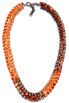 Fat fabric choker necklace with CZ diamond