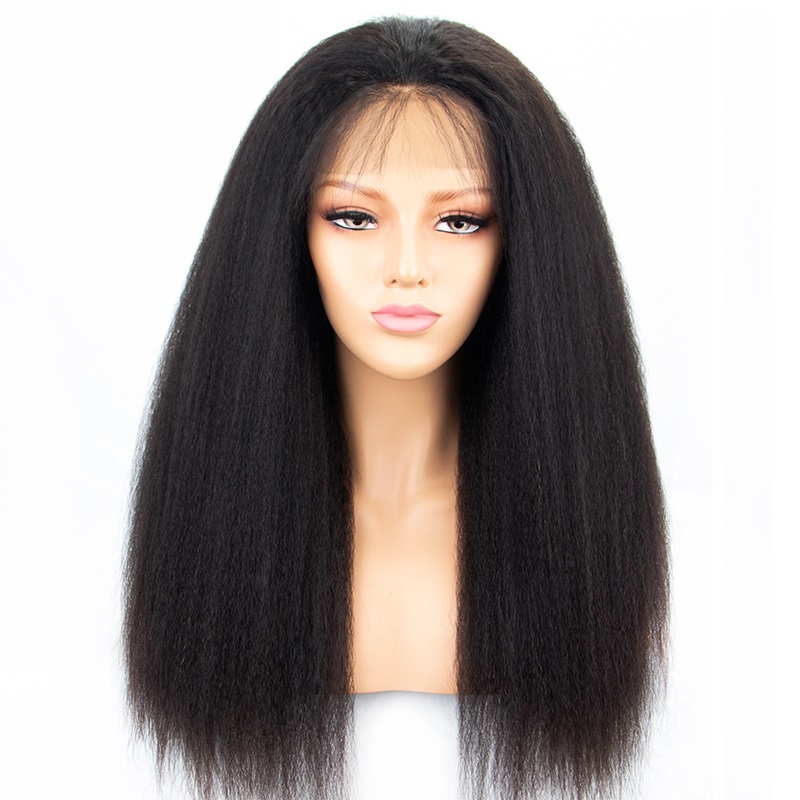 Kinky Straight Full Lace Wig 10 to 40 Inch 100% Brazilian Kinky Straight Human Hair Wigs Pre Plucked Hair Line Full Lace  Wig