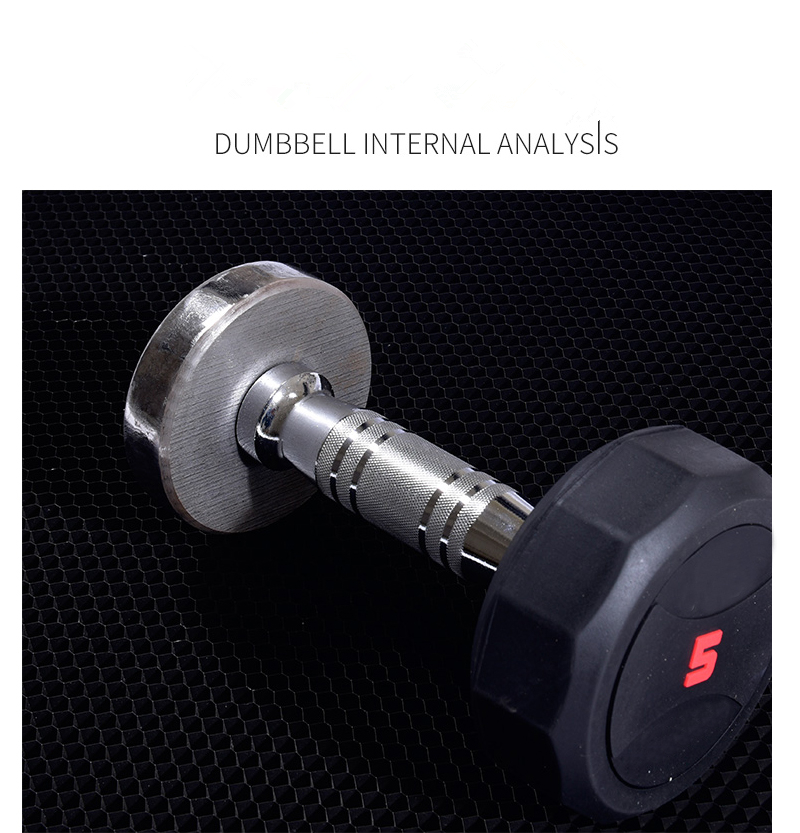 Gym fitness PU Coated Dumbbell Custom commercial use Urethane dumbbell set  sides weight lifting dumbbell