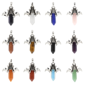 Pendentif hexagone à ailes de chauve-souris multicolore