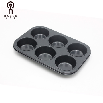 Black bakeware carbon steel 6 cup muffin pan