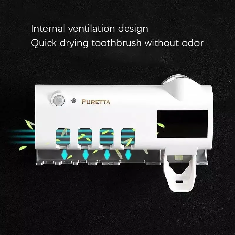 UV Toothbrush Sterilizer USB Rechargeable Charge LED Disinfection Wall Mounted Toothbrush Holder Automatic Toothpaste Extrusion