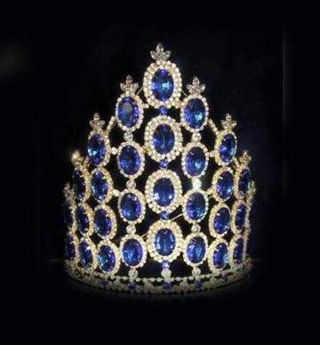 2018 Dark Blue Rhinestone Stone Tall Crown