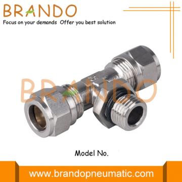 Ανδρικά υποκατάστημα Tee Pneumatic Ferrule Fittings 3/8 &quot;1/2&quot;