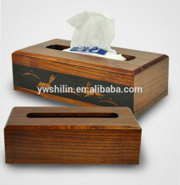 Antique wooden tissue box / unfinished wooden tissue box / red wooden tissue box