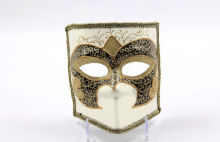 Bauta Traditional Venetian Masks Beige Unique Hand Painted Mask