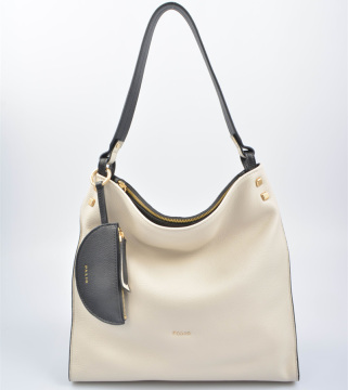 Luxe pebbled leather hobo bag with pendant pouch