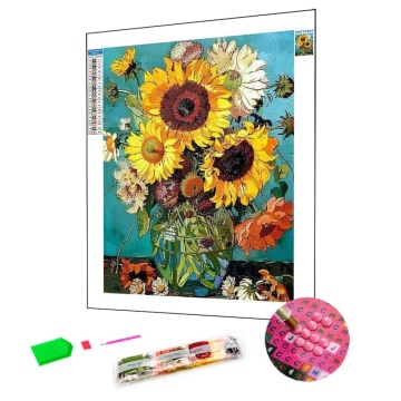 Sunflower Diamond Embroidery Kit with Ceramic Vase