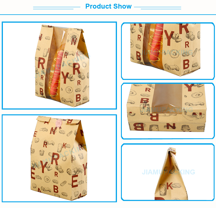 Food Industrial Use Biodegradable Kraft Paper Food Bag for Sandwich/Hamburg/Bread