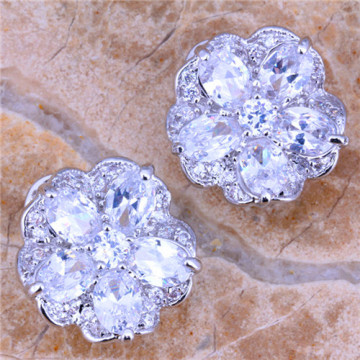white colour flower earrings cubic zirconia flower earrings excellent quality earrings
