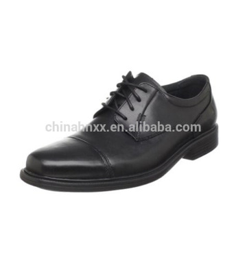 Black leather men police oxford shoes