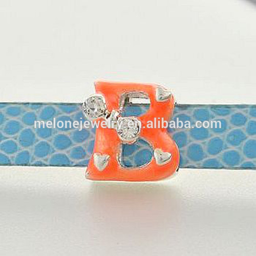 summer color 8mm orange letter "B" slide charms alphabet wholesale beads