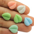 Factory New Arrive 100Pcs Pastel Color 14*15mm Kawaii Resin Leaf Flat Back Cabochons DIY Decorative Craft Scrapbooking