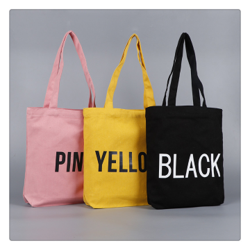 Leather Handle Plain Canvas Tote Shopping Bag