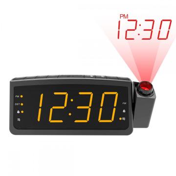 投影ラジオ時計スピーカーデュアルUSB目覚まし時計付きクリエイティブデジタル時計LEDディスプレイ