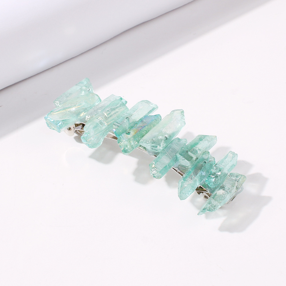 DIY irregular stone crystal hairclip girls high quality big gemstone hair pin spring clip handmade curly hair clip ins