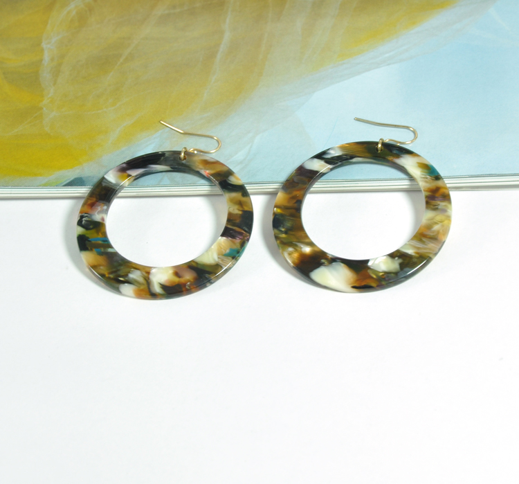 Custom round acetic acid ear rings for women classic cellulose acetate tortoiseshell earrings